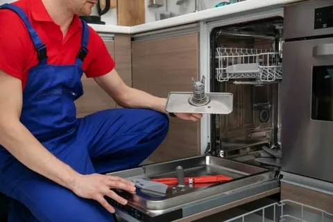 Professional Meile appliance technician at work